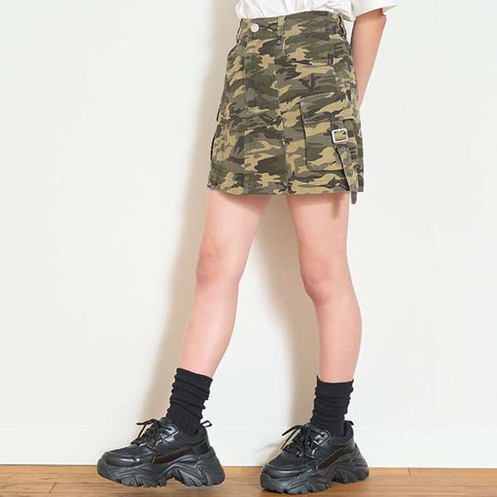 [LTXC] Cargo Denim Mini Skirt,Khaki, medium image number 1