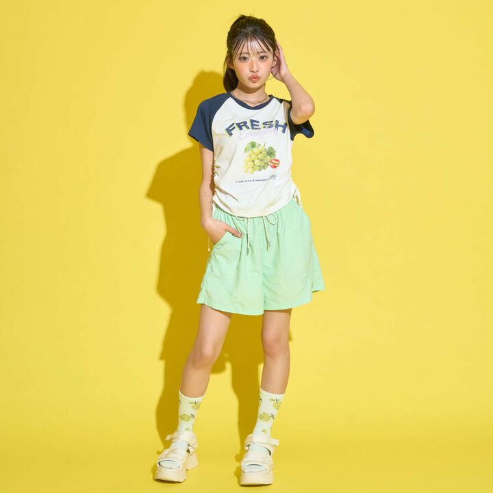 [GOKUGOKU] Multi-Function Shirred Crop Raglan Short-Sleeve T-Shirt,Orange, medium image number 16