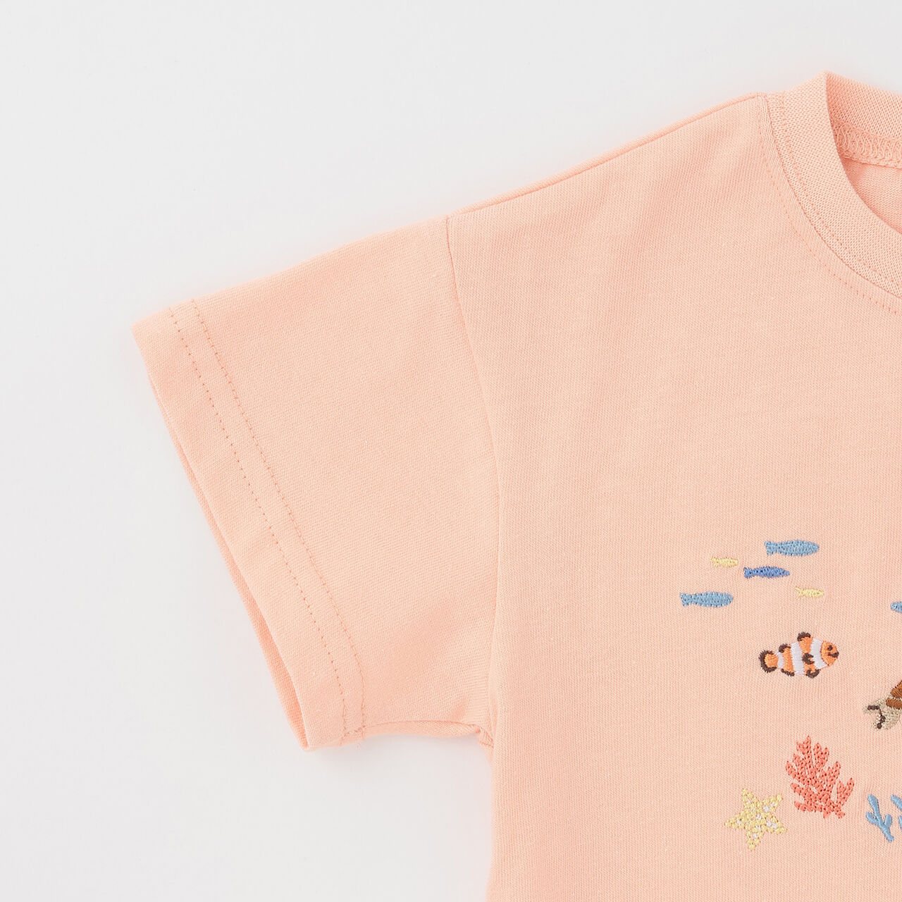 [接觸涼感] 海洋生物刺繡T恤,海軍藍, large image number 9