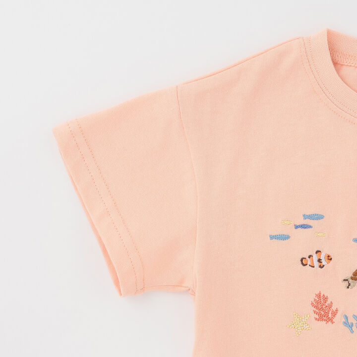 [接觸涼感] 海洋生物刺繡T恤,海軍藍, medium image number 9