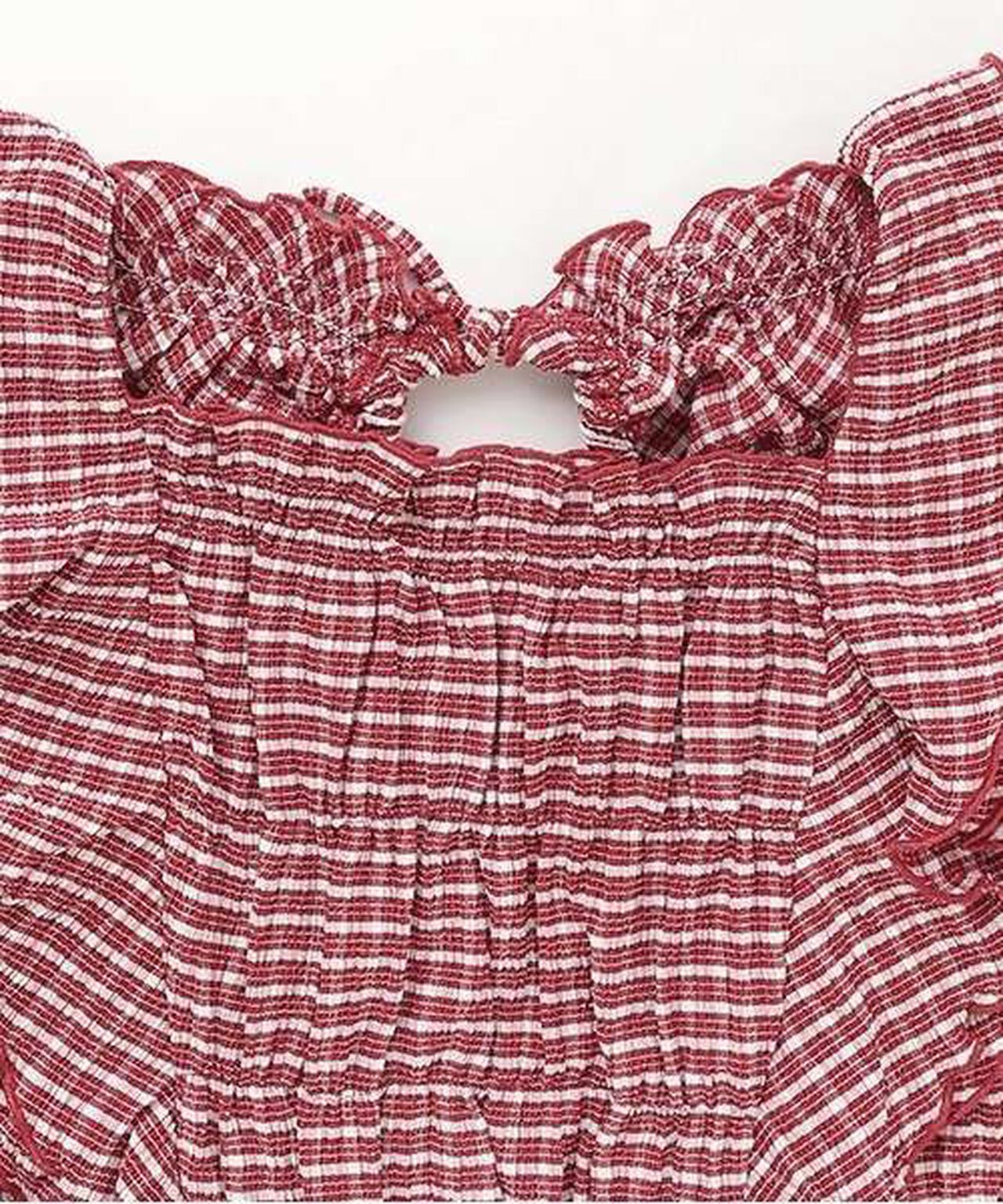 Frill Sleeve Checkered Blouse [Korean Fashion],Black, large image number 8