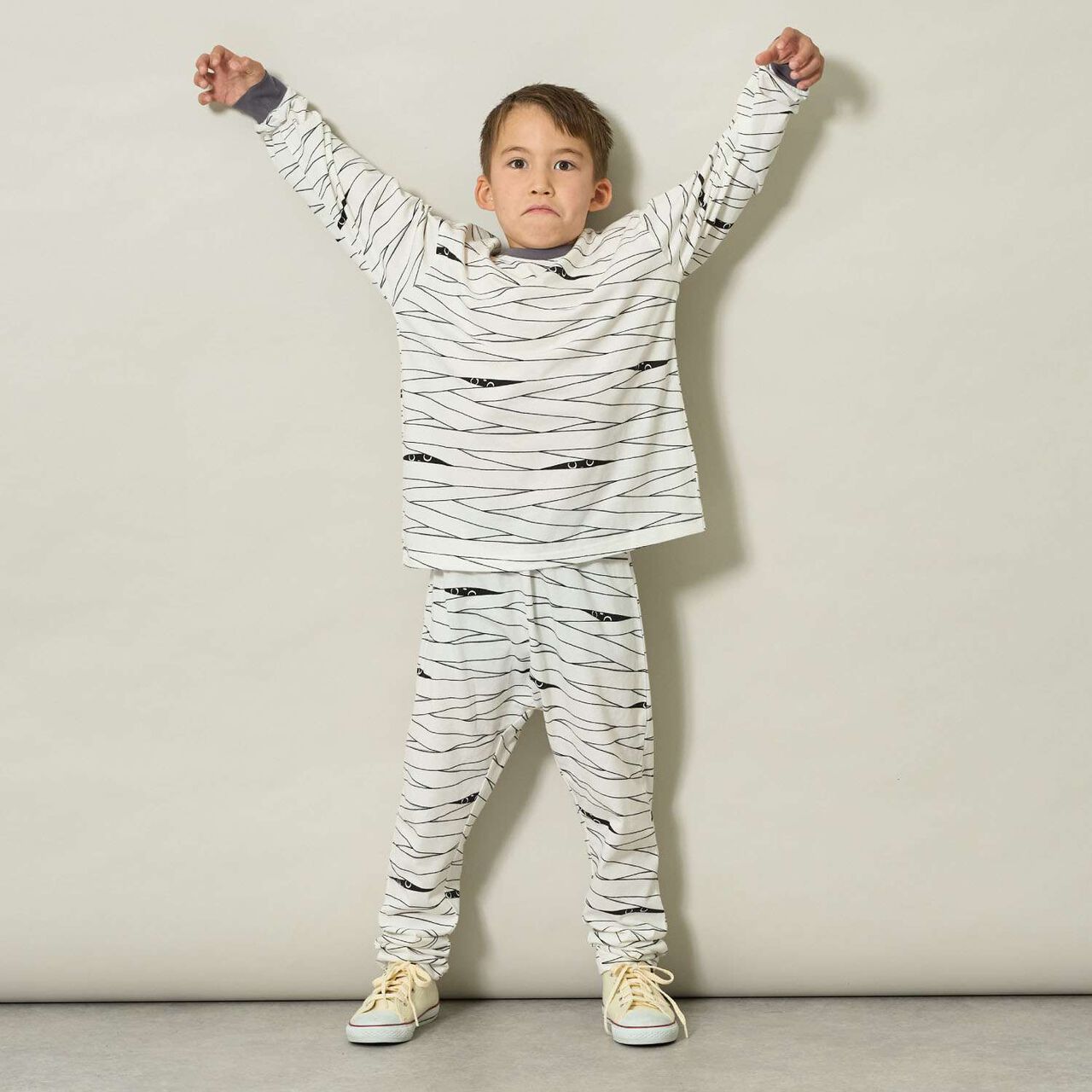 [Halloween] Phosphorescent Muteki Jersey Bone & Mummy Assortment Outfit Set,Ivory, large image number 0