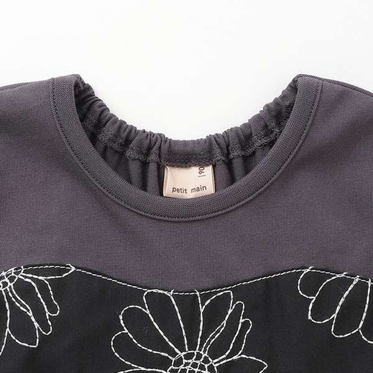 [Link] Flower Embroidery Docking T-Shirt (Kids Size),Ivory, large image number 7