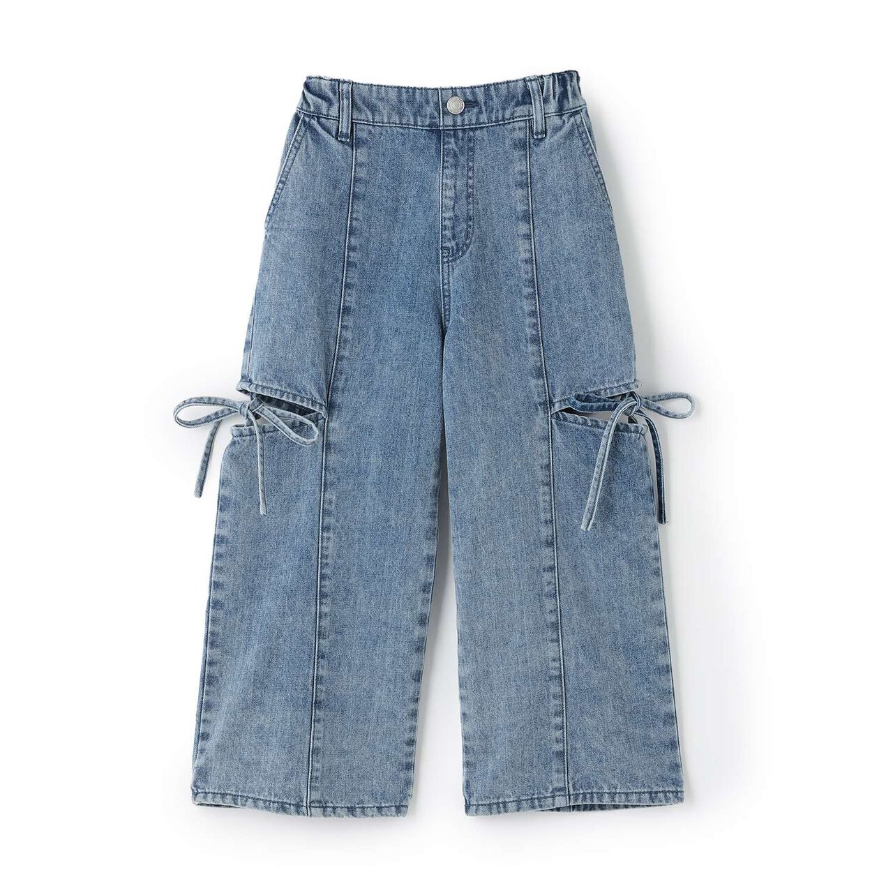 Denim Slit Wide Pants,Blue, large image number 10