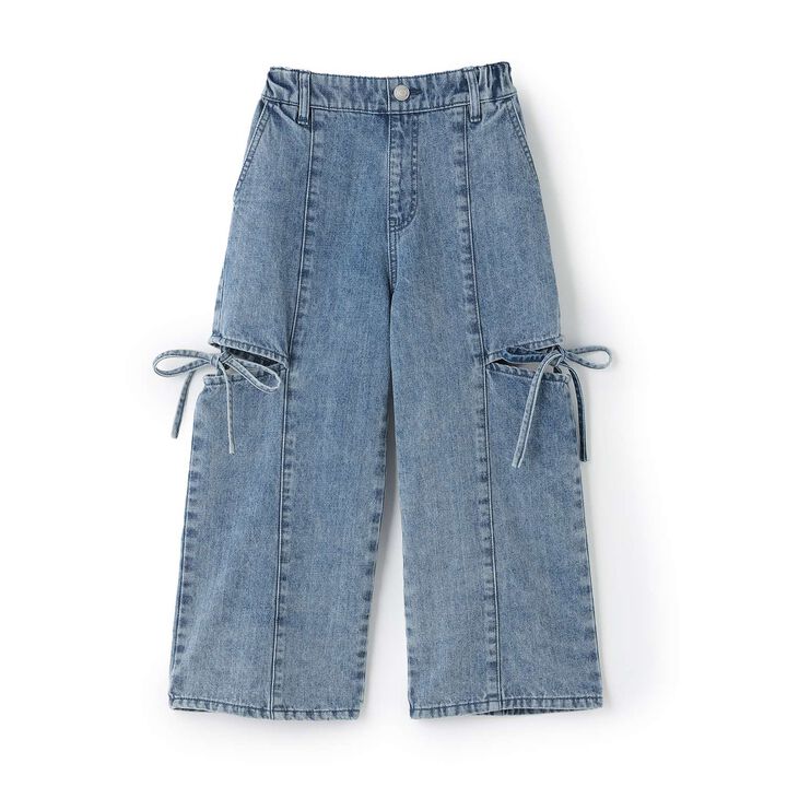 Denim Slit Wide Pants,Blue, medium image number 10