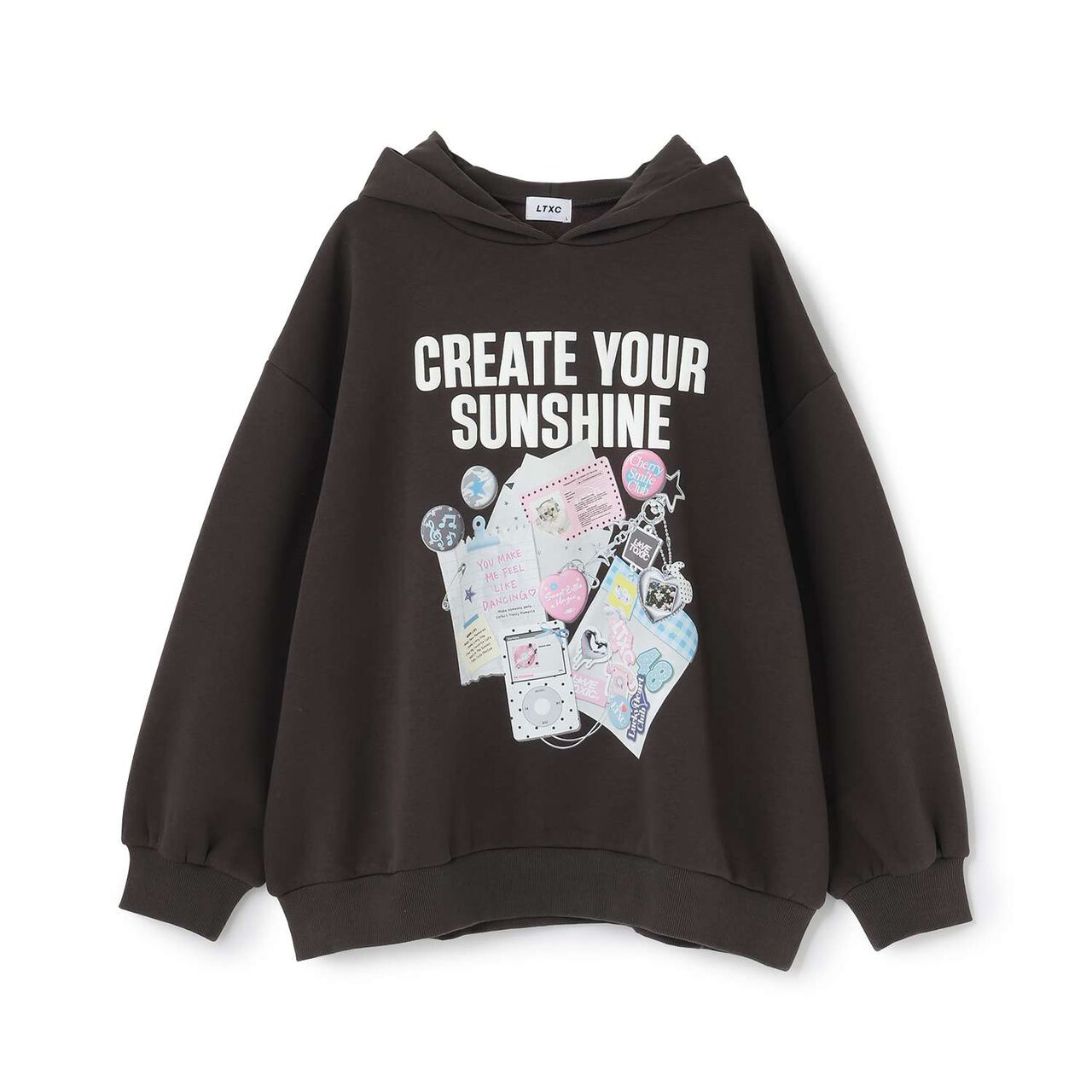 LTXC [Wool Lined] Sticker-Style Loose Fit Pullover Hoodie,Off white, large image number 8