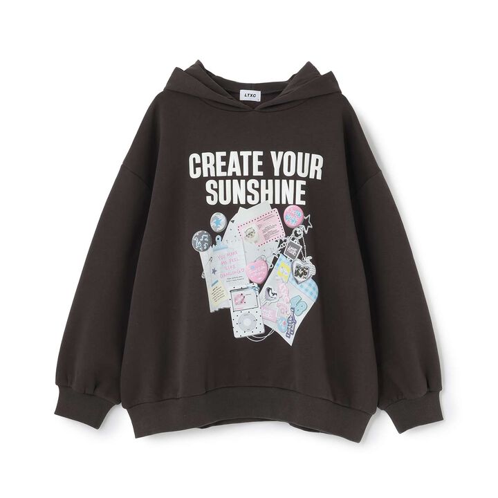 LTXC [Wool Lined] Sticker-Style Loose Fit Pullover Hoodie,Off white, medium image number 8