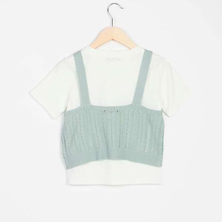 Knit Vest Inner Wear Set,Emerald green, medium image number 1
