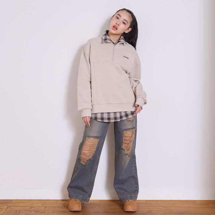 [LTXC/Cotton 100%] Half ZIP Pullover,Smoke white, medium image number 10