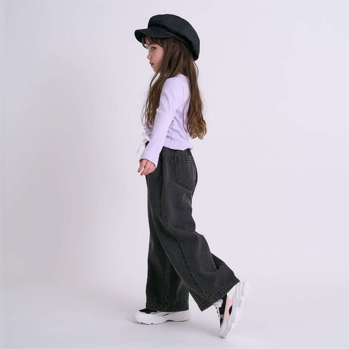 Denim Wide Pants,Black, medium image number 4