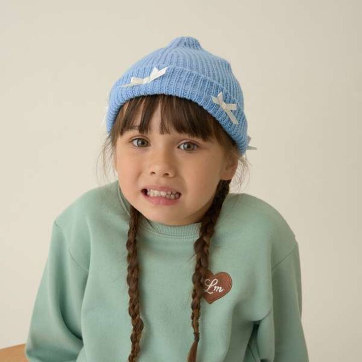 Ribbon Flower Assortment Knit Cap,Sax blue, medium image number 7