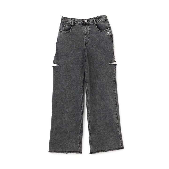 Side-Cut Distressed Long Pants,Gray, medium image number 0