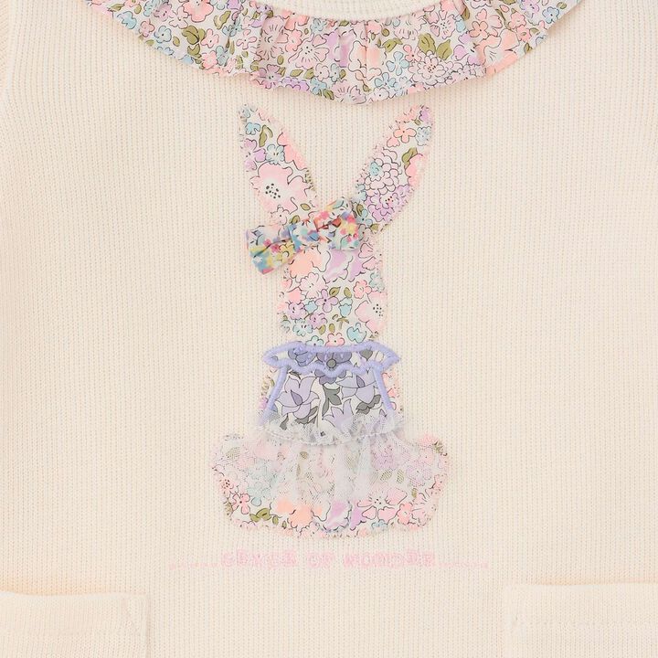 Liberty Appliqu&eacute; Rabbit One-Piece Dress Set,Pearl white, medium image number 4