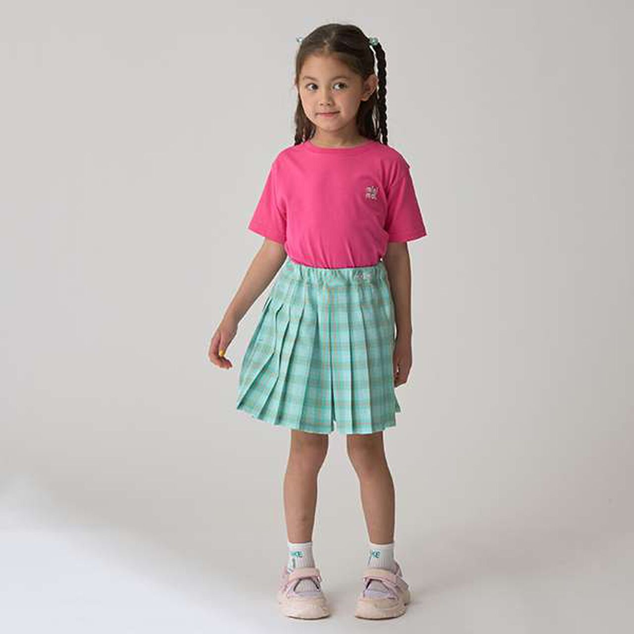 Check Pleats Culottes,Turquoise, large image number 0