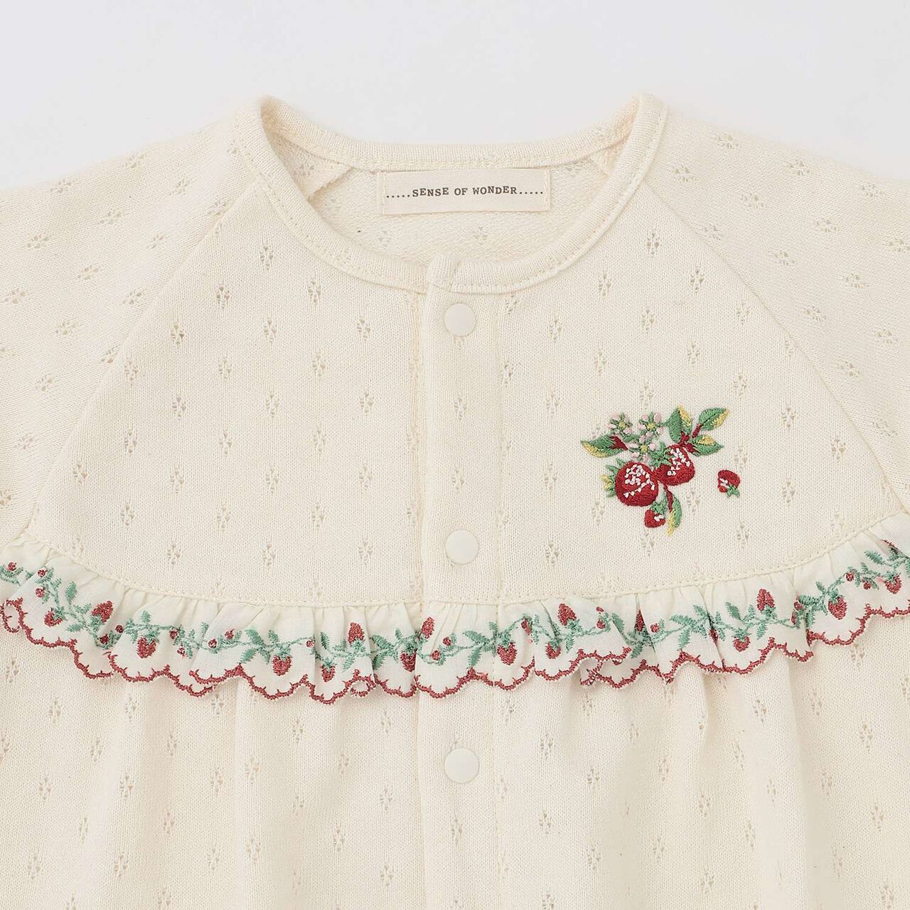 Wild Strawberry Yoke Switch 2WAY Romper [Organic] [Made in Japan],Pearl white, large image number 6