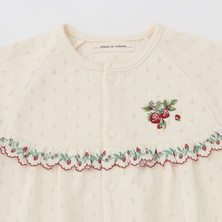 Wild Strawberry Yoke Switch 2WAY Romper [Organic] [Made in Japan],Pearl white, medium image number 6