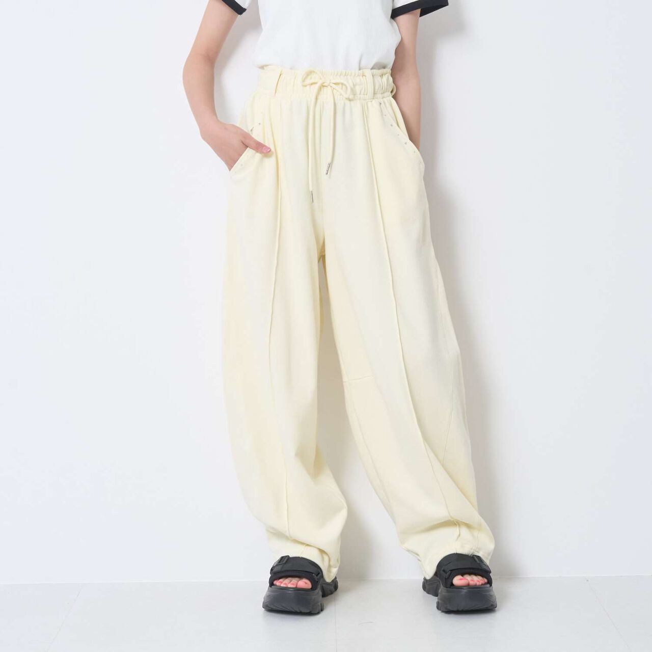 [LTXC/100% Cotton] Back Logo Curve Sweatpants,Top gray, large image number 7