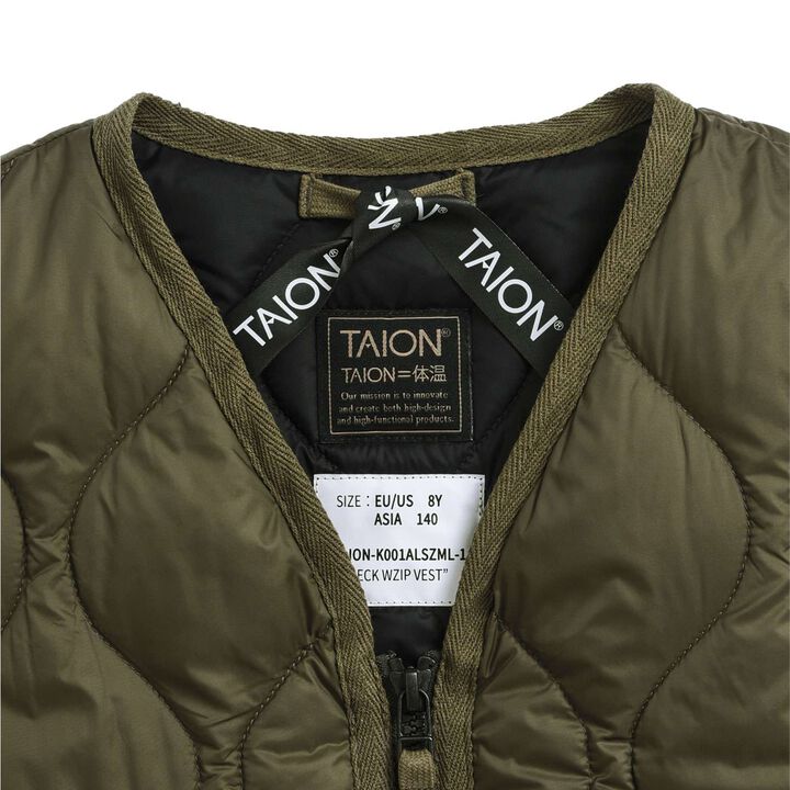 [Parent-Child Matching] [KIDS] TAION Military V-Neck Down Vest,Olive, medium image number 4