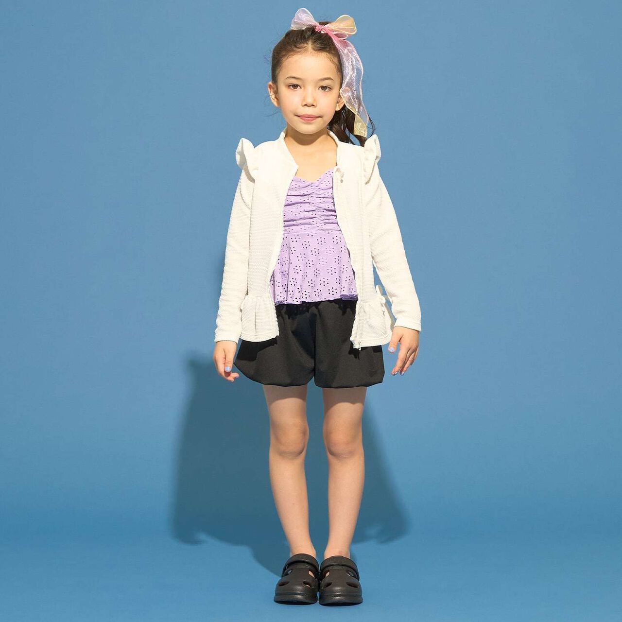 [SWIM] [UV Cut] Hem Frill Full Zip Rash Guard,Lavender, large image number 11