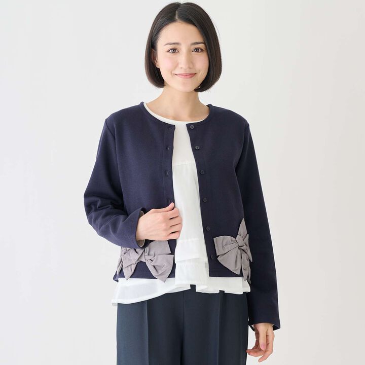 [Parent-Child Matching] Ribbon Cardigan,Top gray, medium image number 4