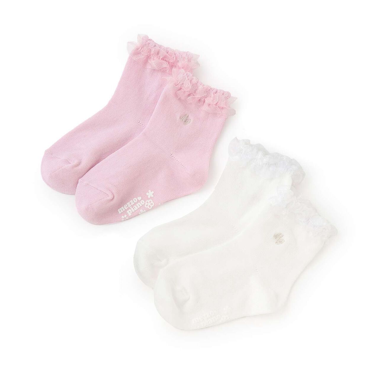 Frill Logo Embroidery Socks [Made in Japan],White, large image number 5