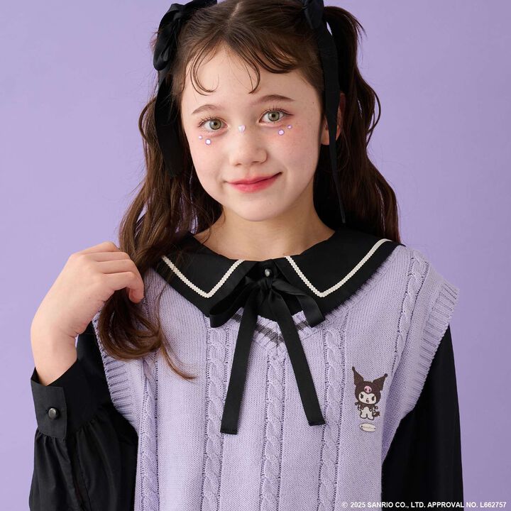My Melody / Kuromi Knit Vest & Sailor Blouse Set,Purple, medium image number 24
