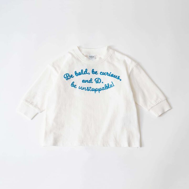 [USA Cotton] Chain Stitch Logo Wide Long Sleeve T-Shirt,Black, medium image number 12