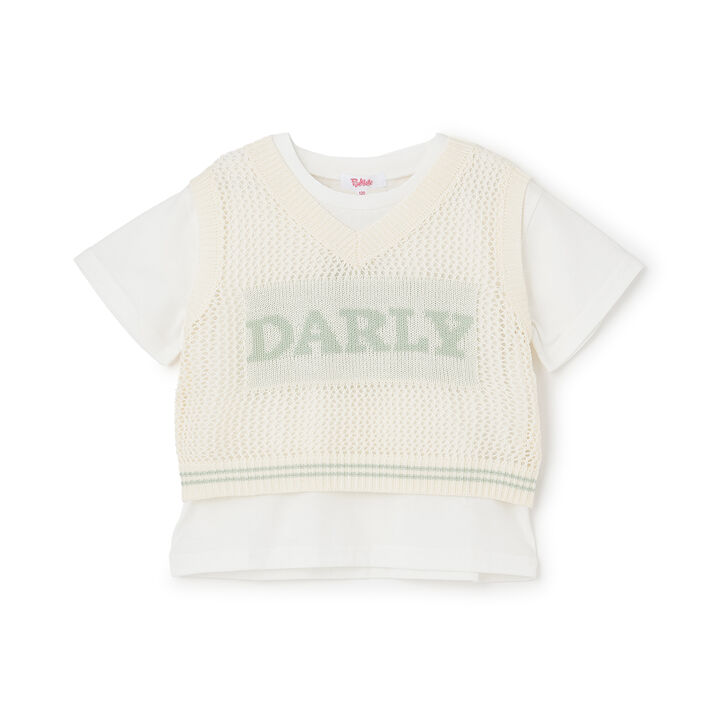 Washable Mesh Knit Vest + Short Sleeve T-Shirt,Sax blue, medium image number 13