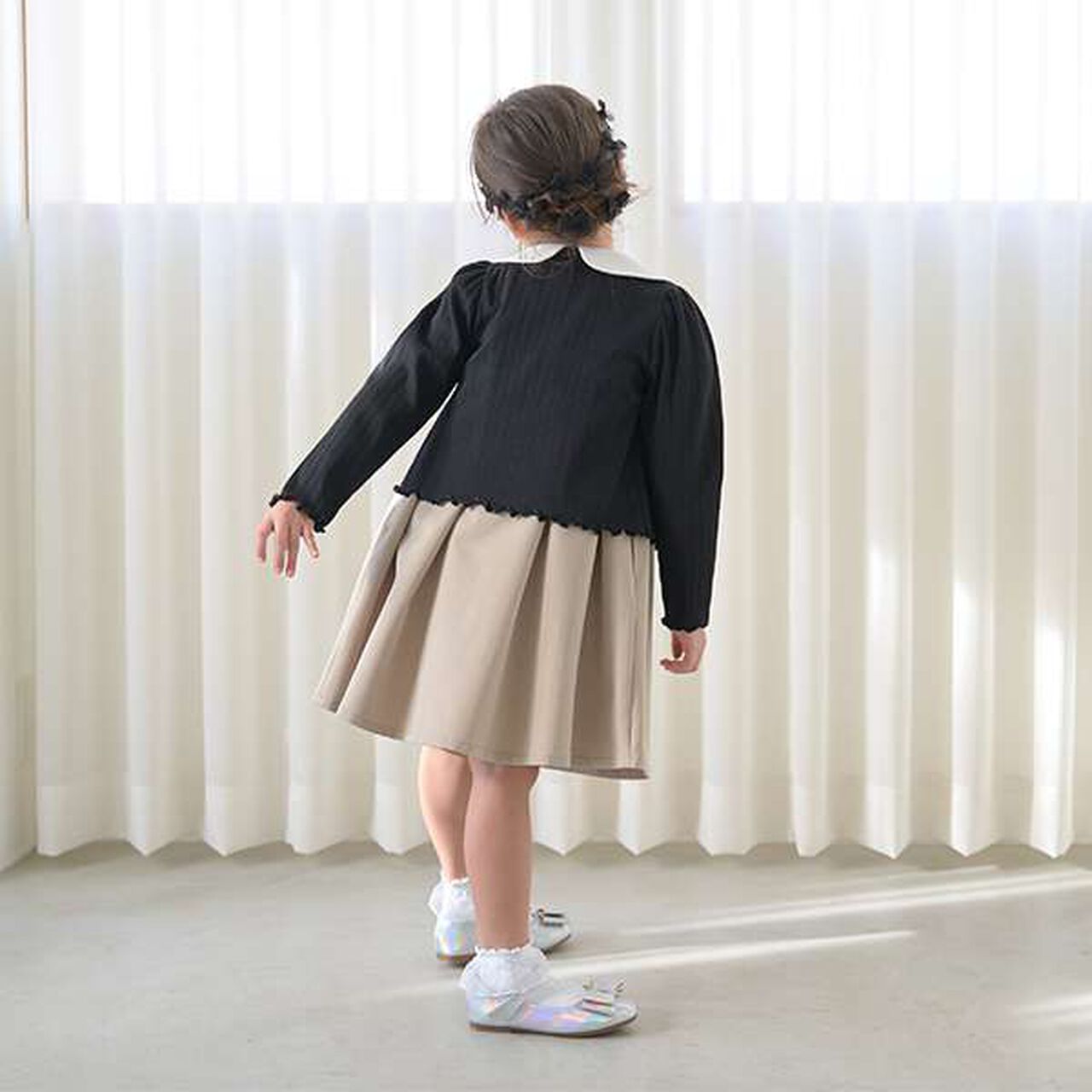 [Occasion-Ready] Round Collar One-Piece Dress with Ribbon,Mint, large image number 5