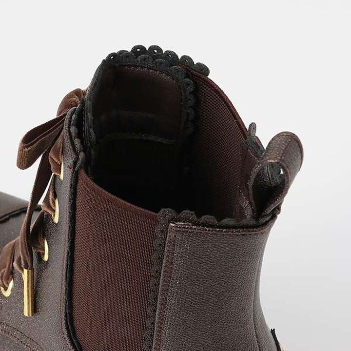 Lace-Up Ribbon Side Gore Boots,Dark brown, medium image number 4