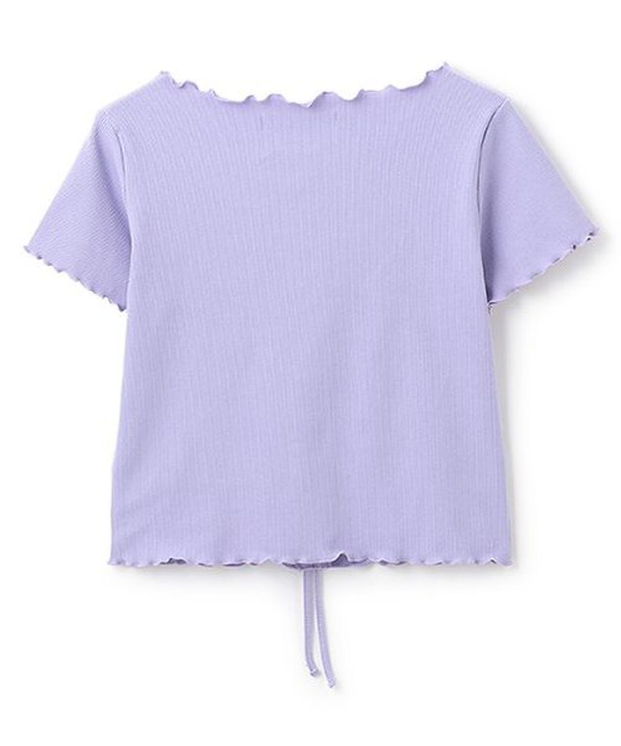 Front Shirred Short-Sleeve Ribbed Top,Lavender, large image number 4