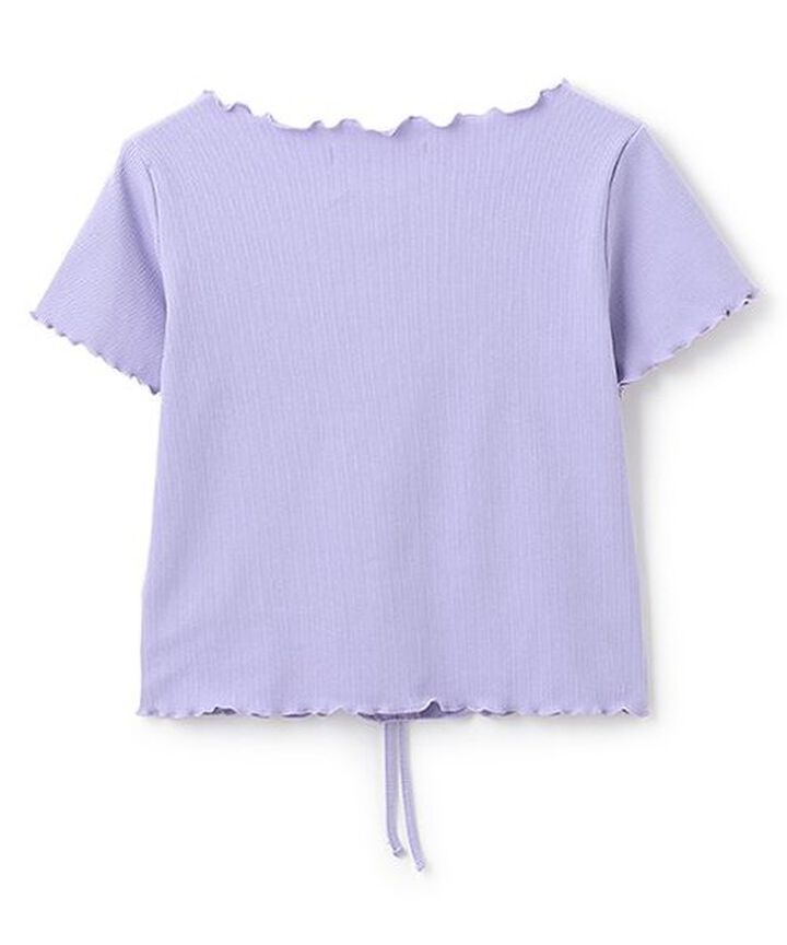 Front Shirred Short-Sleeve Ribbed Top,Lavender, medium image number 4