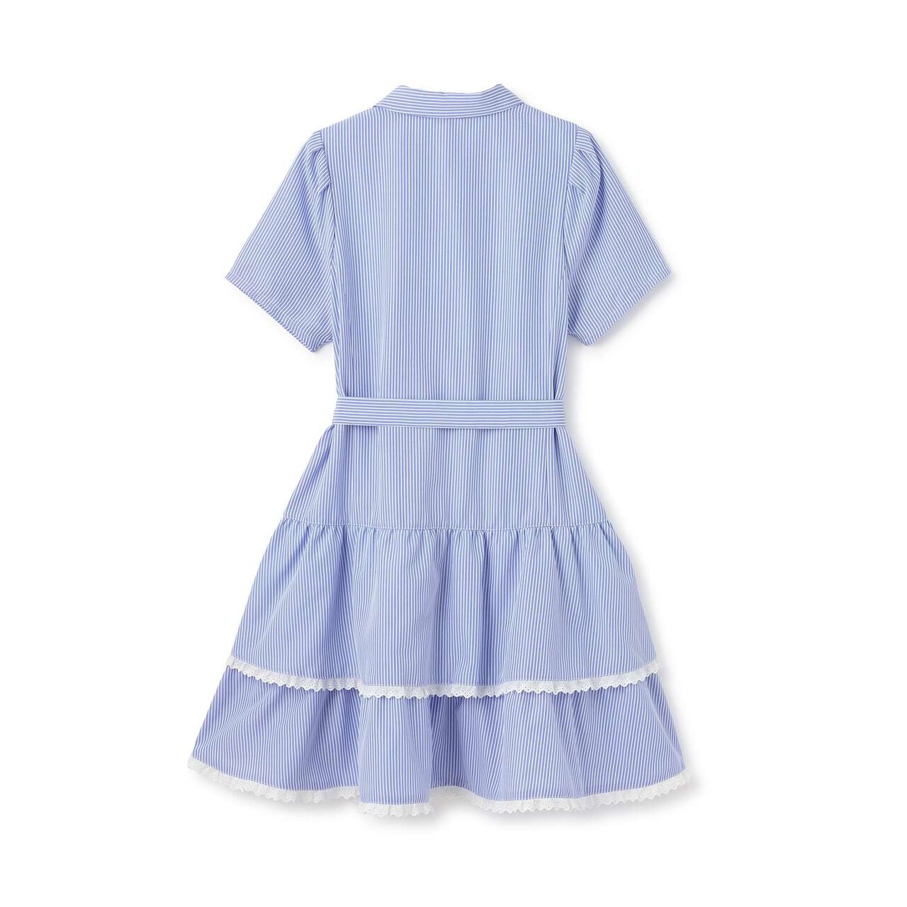 Tiered Shirt Mini One-Piece Dress,Blue, large image number 1