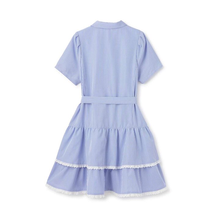 Tiered Shirt Mini One-Piece Dress,Blue, medium image number 1