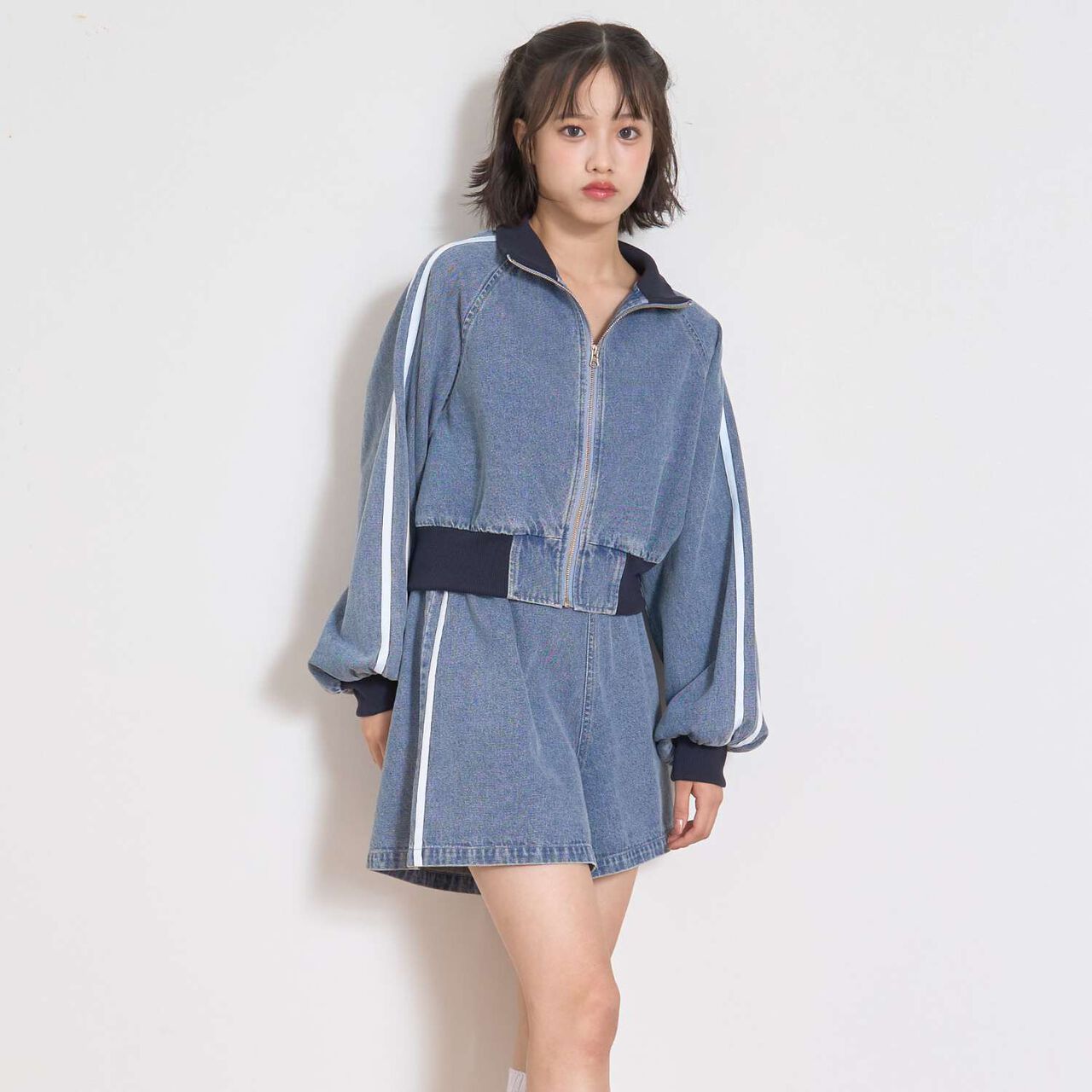 Denim Zip Setup,Blue, large image number 0