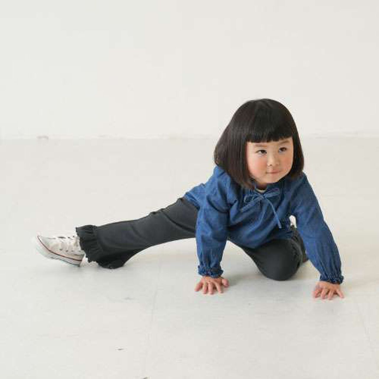 Anti-Stain Hem Frill Ribbed Pants,Charcoal gray, large image number 14