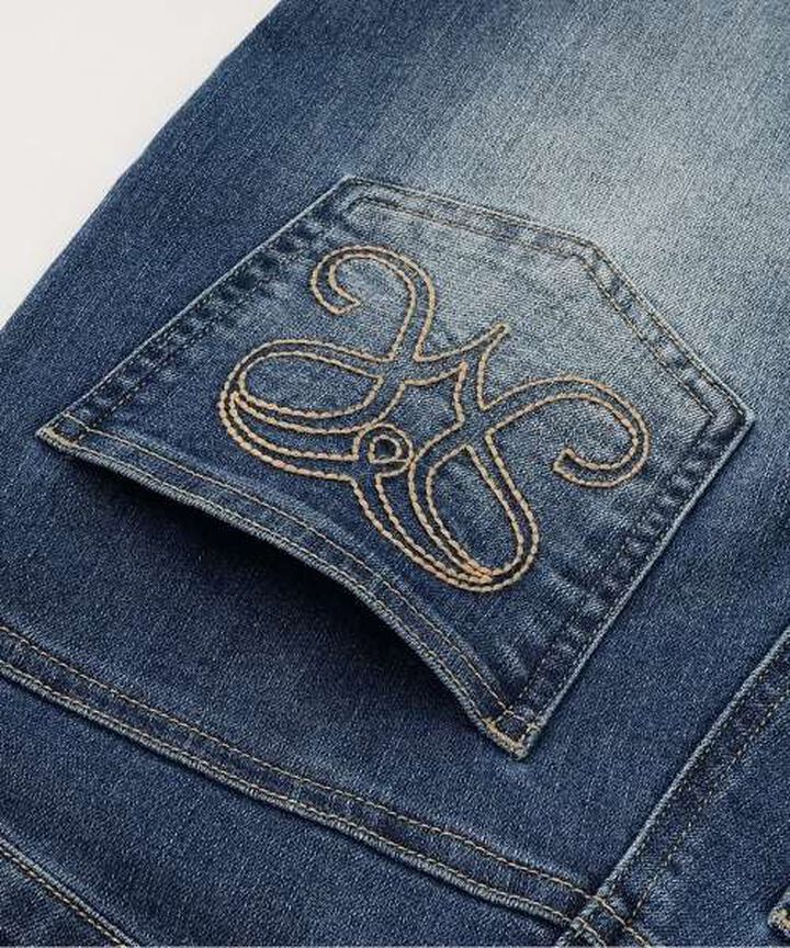 Motif Logo Flare Denim Pants,Light blue, medium image number 6