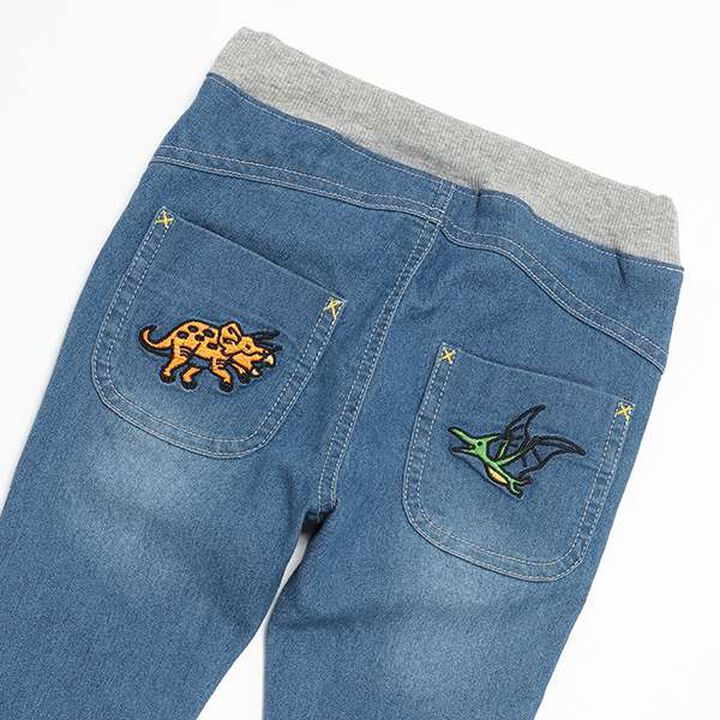 Dinosaur Embroidery Long Tapered Pants,Navy, medium image number 2