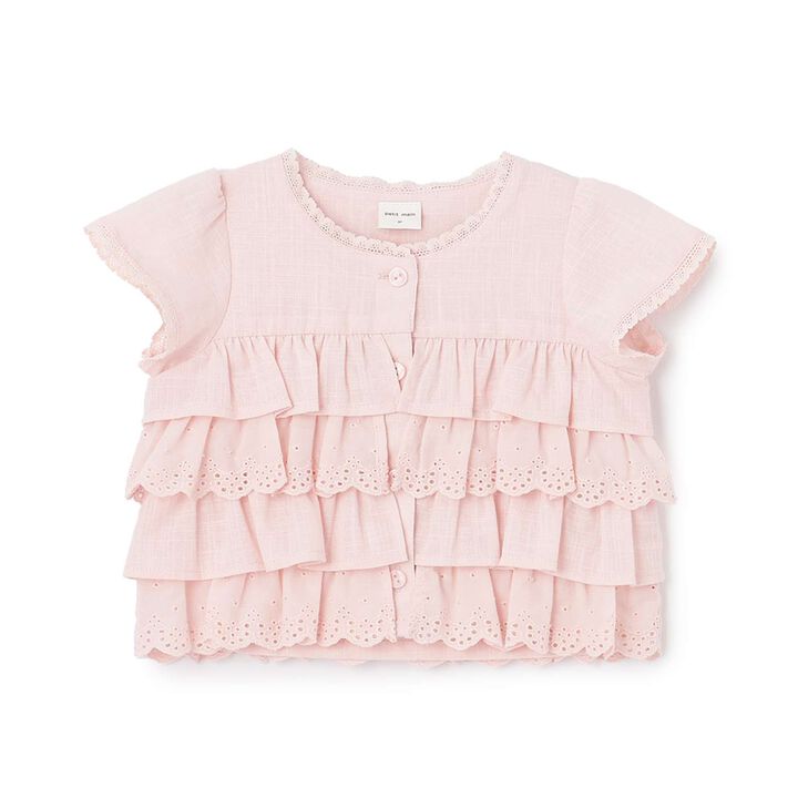 Lace Frill Top,Light pink, medium image number 4