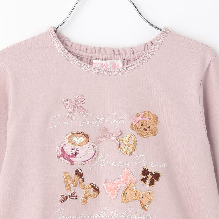 [Popular Item Restocked] [Not Available at Physical Stores] Caf&eacute; Appliqu&eacute; Embroidery Scalloped Hem Long-Sleeve T-Shirt,Ivory, medium image number 2