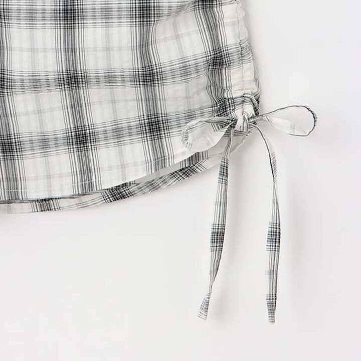 [100% Cotton] Checkered Sleeveless Drawstring Shirt,Black, medium image number 6