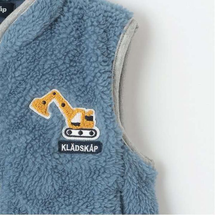 Heavy Machinery Patch Boa Zip-Up Vest,Off white, medium image number 11