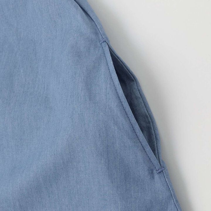 Cutwork Embroidery 2WAY Shoulder-Opening Denim One-Piece Dress [Cool Touch],Sax blue, medium image number 11