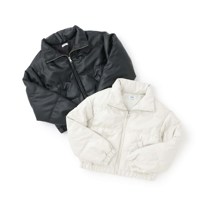 合成皮革蓬鬆短夾克,象牙白, medium image number 4