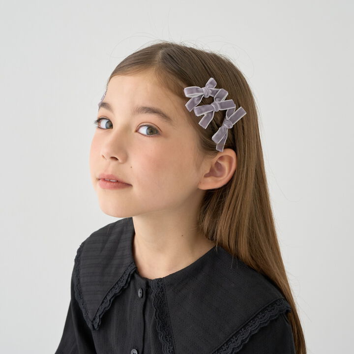 Velour Ribbon Mini Clip Set of 6,Black, medium image number 2