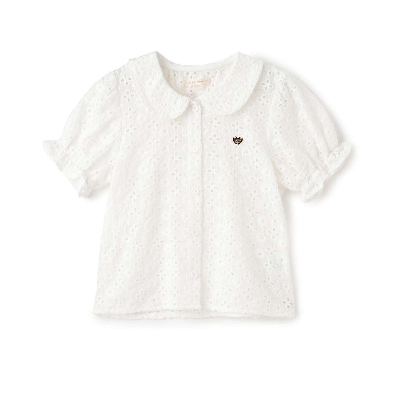 [100% Cotton] Lace Puff Sleeve Blouse for Girls Kids,Black, large image number 2