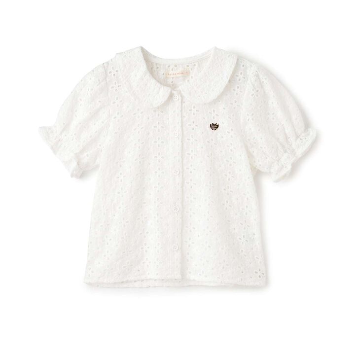 [100% Cotton] Lace Puff Sleeve Blouse for Girls Kids,Black, medium image number 2