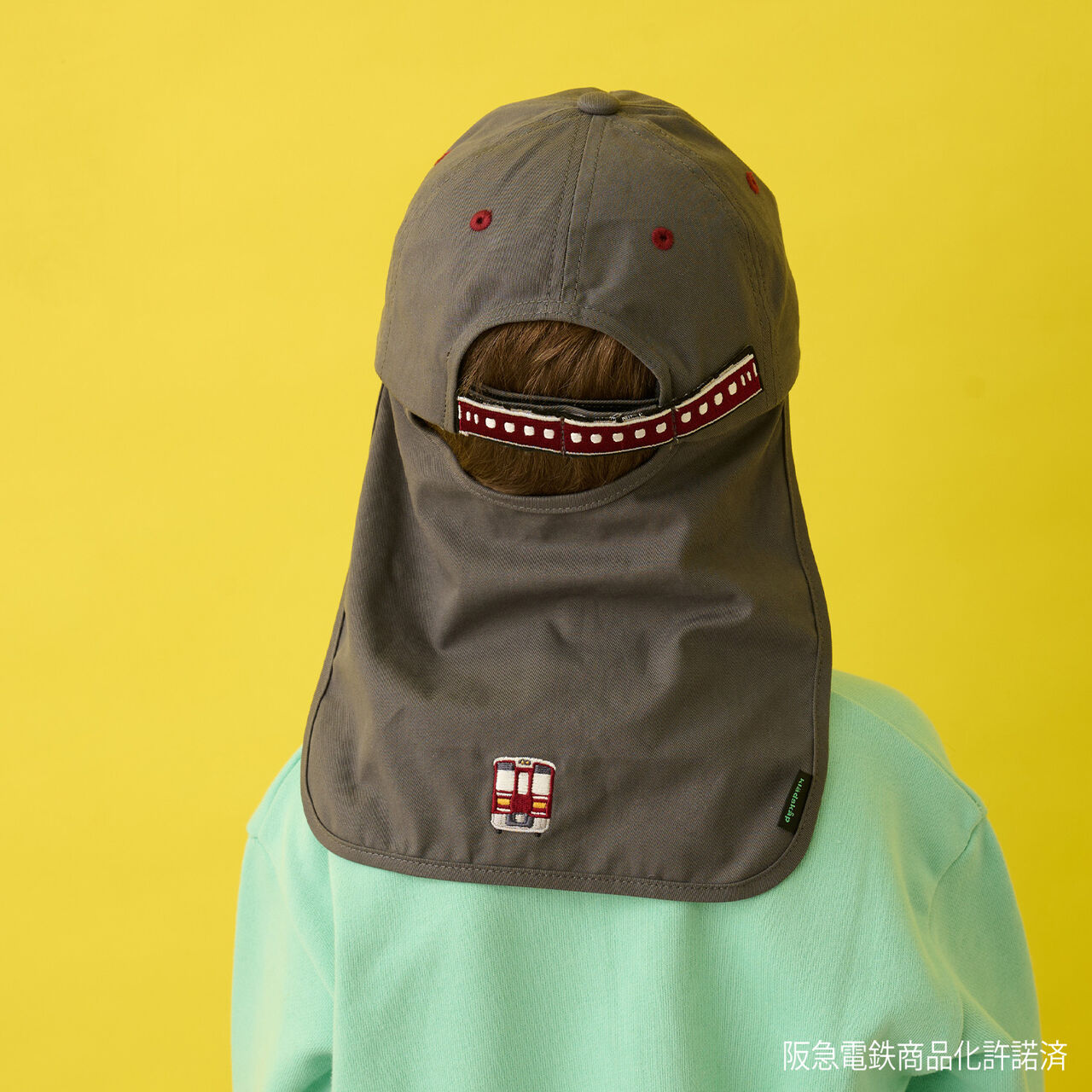 [Hankyu Train] Baseball Cap with Hanging Cloth,Charcoal gray, large image number 5