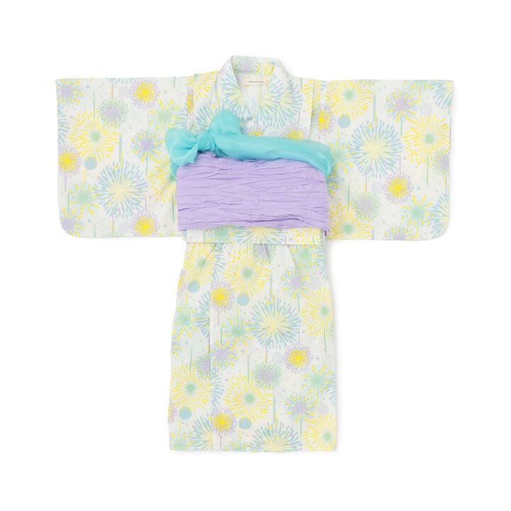 Yukata Set with Fireworks Pattern,Pearl white, medium image number 0