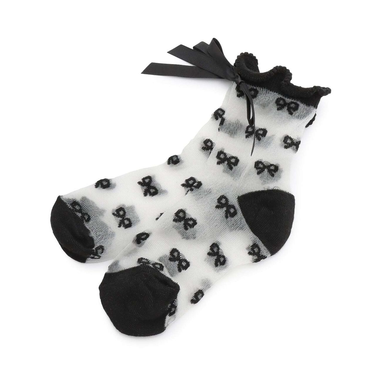 Sheer Crew Socks,Off white, large image number 3